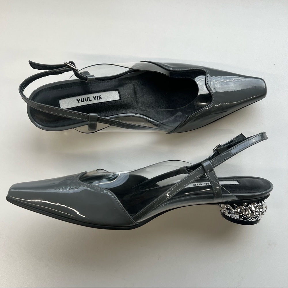 COPY - YUUL YIE dark gray and clear sling-backs heels size 36